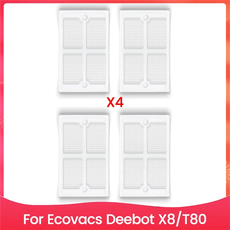 A01V-4PCS Replacement Vacuum Dust Box Filter For Ecovacs Deebot X8/T80 For Efficient Household Cleaning Accessories