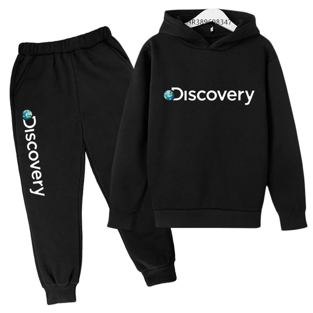 

Children Hoodie Long sleeves+pants Set 3-12 Year Kids Boys black Girls Pink Tops Sweatshirt Autumn print Hood explore Clothing