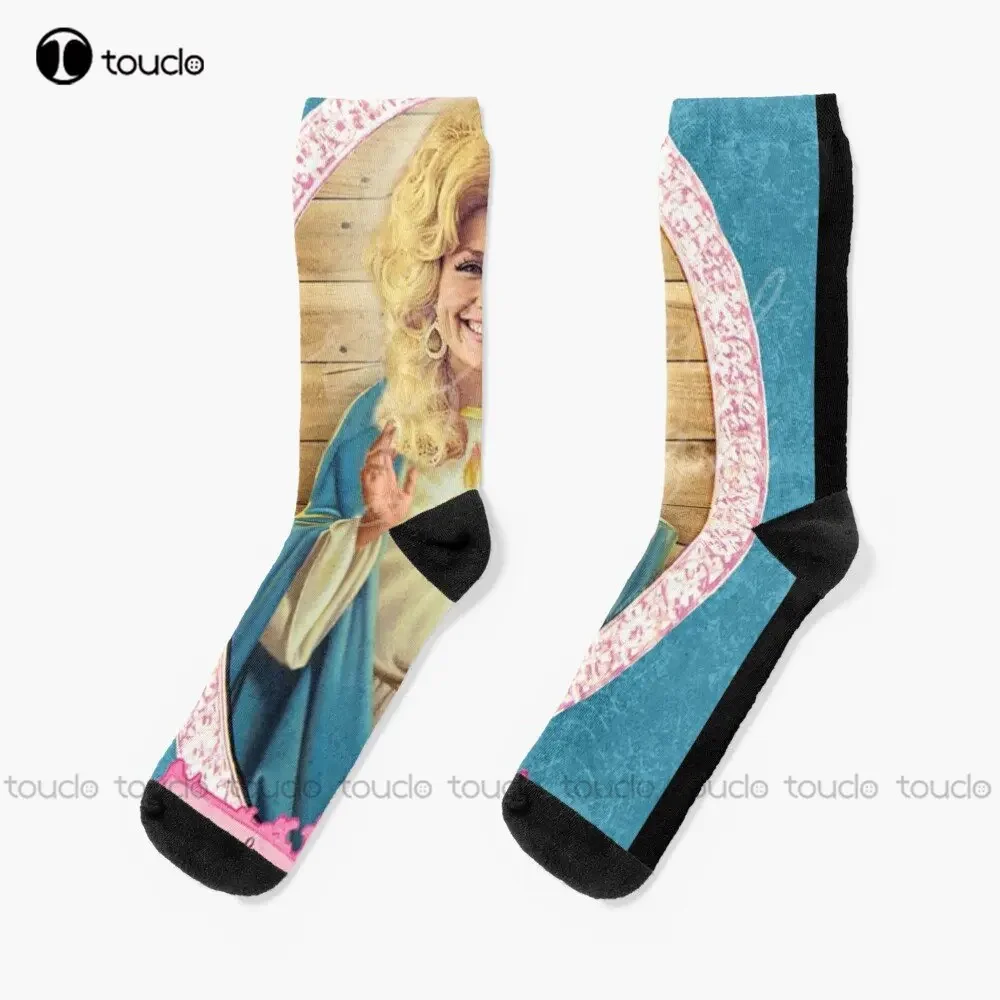 

Синие носки Saint Dolly Parton, мужские забавные носки высокого качества, милые элегантные милые хлопковые носки с кавайным рисунком, подарок на заказ, искусство
