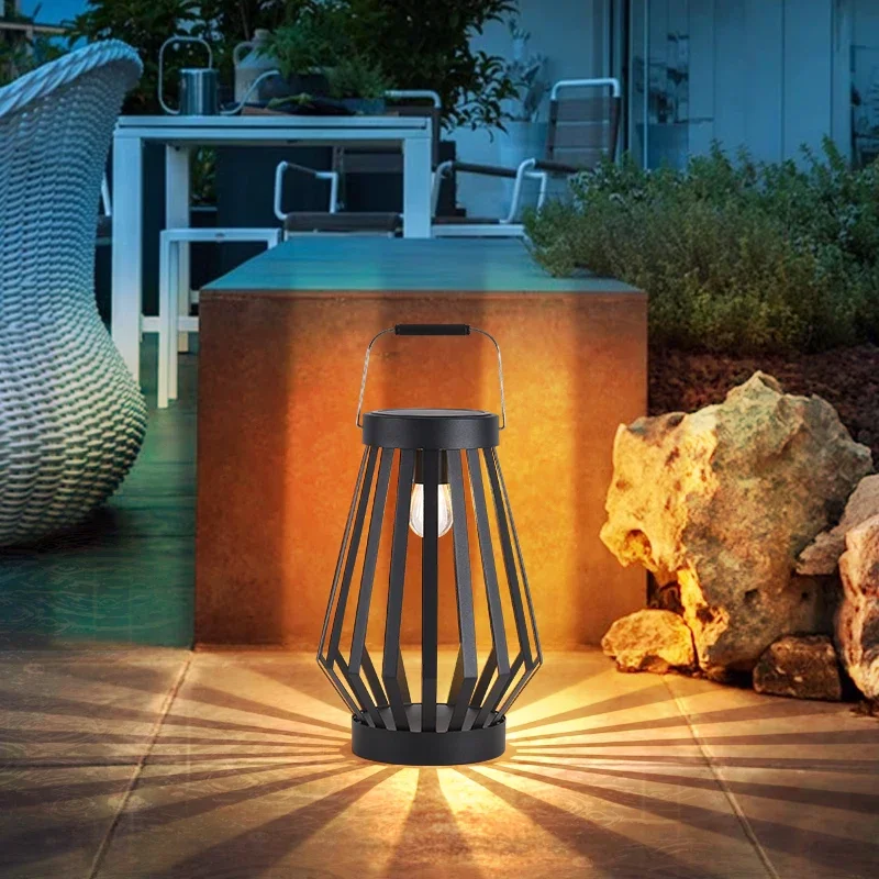 Outdoor waterproof portable atmospheric solar lantern courtyard free cloth antique Chinese villa garden lawn lamp