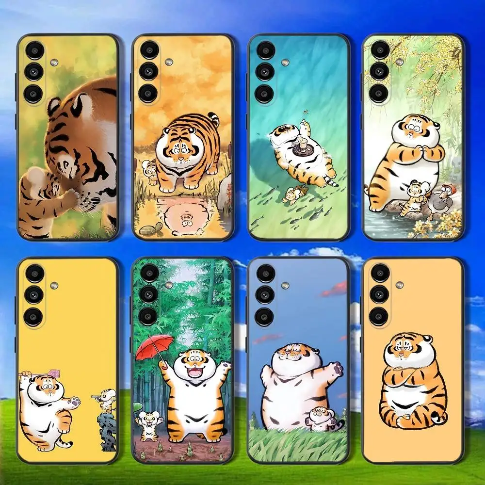 

Phone Case For Samsung Galaxy A13,A21s,A22,A31,A32,A52,A53,A71,A80,Fat Cute Tiger Soft Black Shell