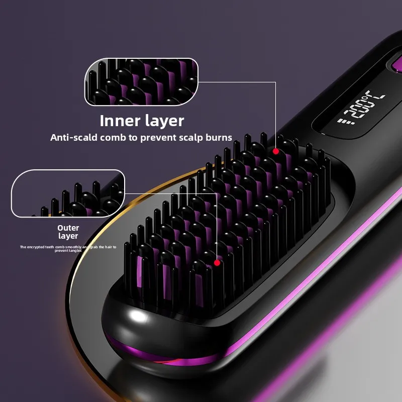 New Cross Border Wireless Straightening Comb, Negative Ion Straightening Comb, Wireless Straight Roll Portable Straightening Cur image 2