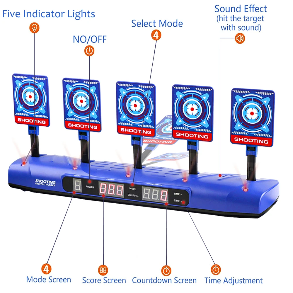 Alvos para nerf armas de redefinição automática tiro elétrico alvo acessórios crianças som luz jogo tiro brinquedos alta precisão pontuação