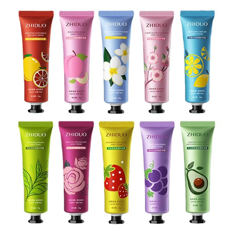 10pcs Fruit and Flower Fragrance Hand Cream Moisturizing Refreshing Nourishing Improving Roughness Hands Skin Care Products