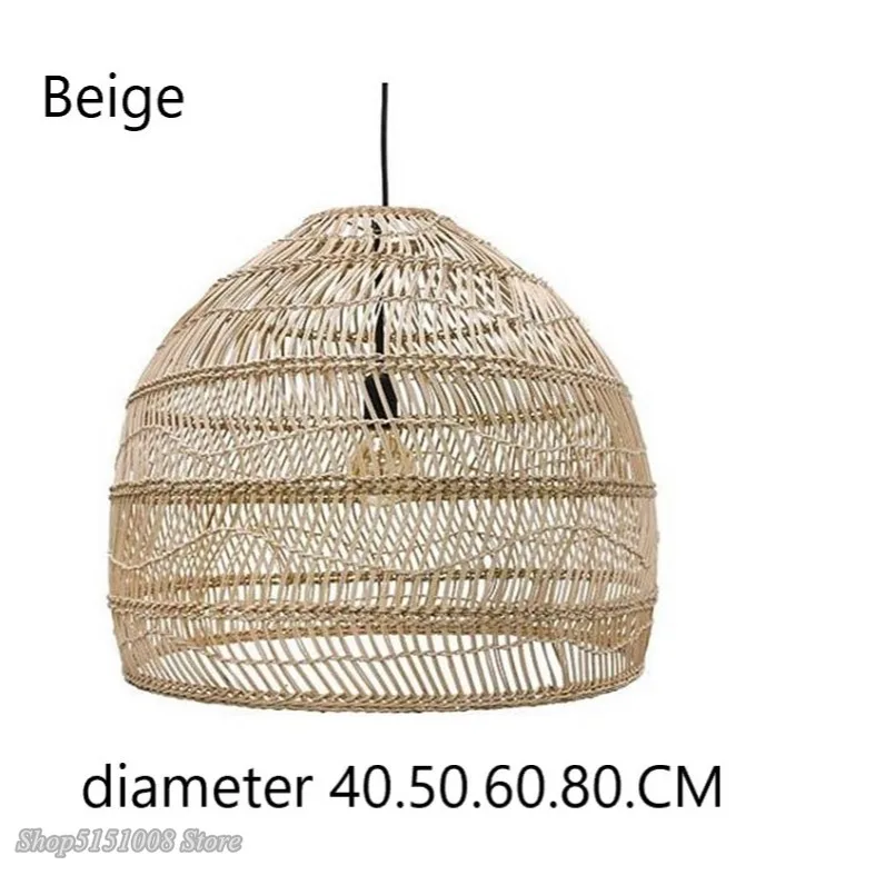 Chinese Wicker Rattan Wave Pendant Light modern Rustic Art Hanging Lamp Living Room Dining Room Balcony Home Decor Light Fixture