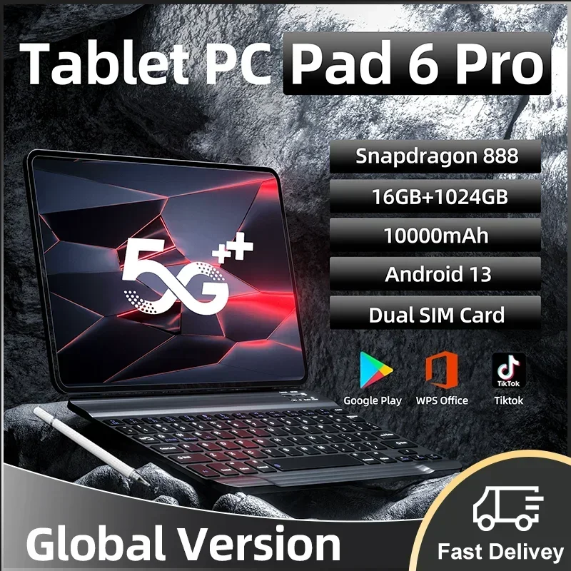 2024 Global Version Original Pad 6 Pro Tablet PC 5G HD 4K Screen Android 13 Snapdragon 888 10000mAh 11 inch 16GB+1TB WIFI Mi Tab