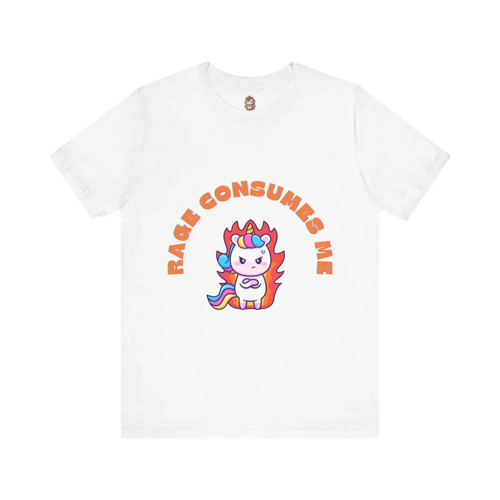 Rage Consumes Me Cute Angry Unicorn Funny T Shirt  Casual for Lovers vintage Washed Comfortable Slightly fashion Soft Versatile