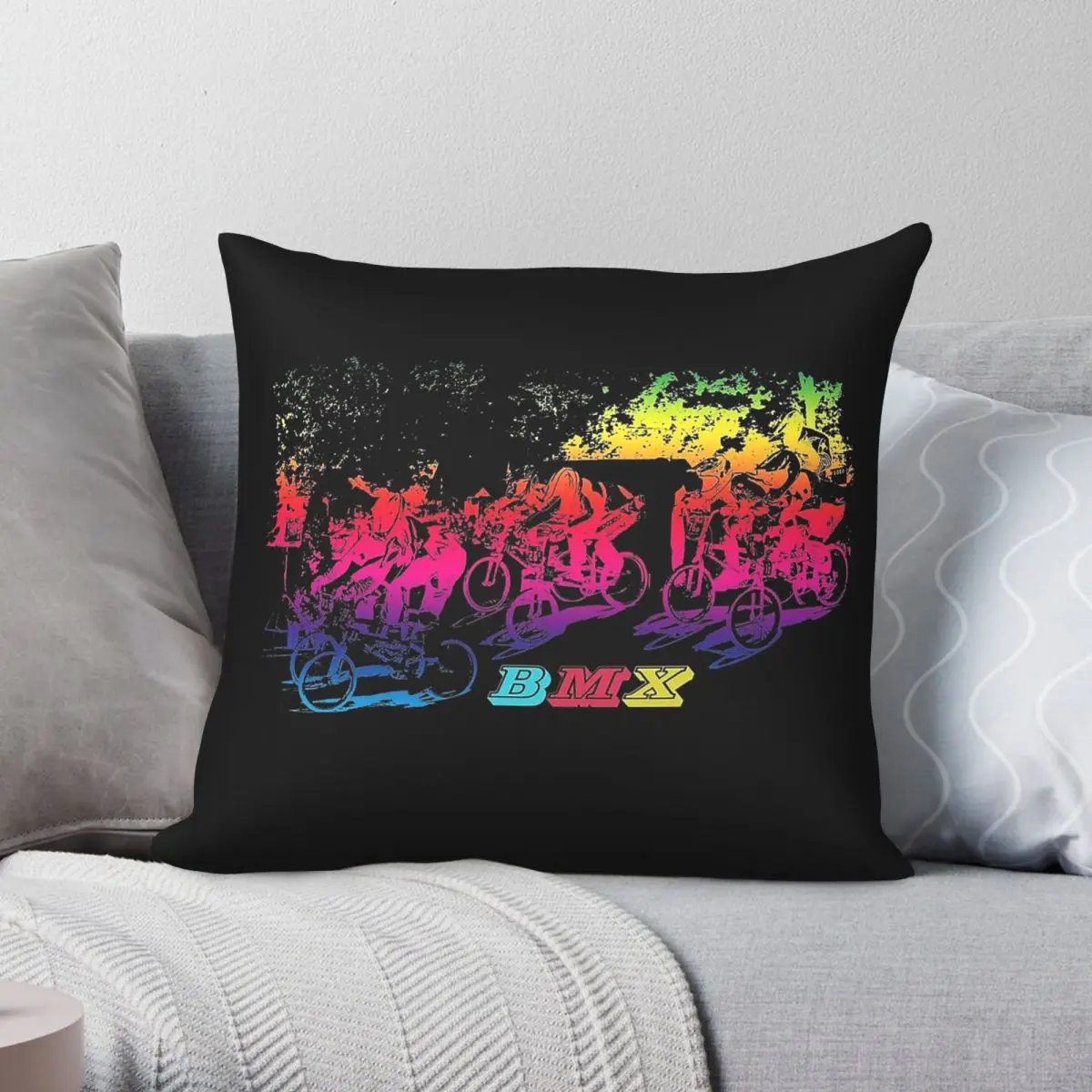 Bmx Bicycle Motocross Square Pillowcase Polyester Linen Velvet Printed Zip Decorative Pillow Case Home Cushion Cover 18