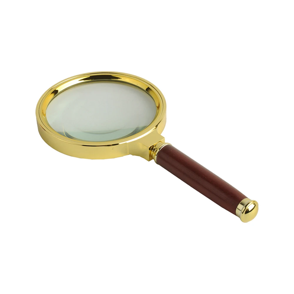 Portable Handheld 10X Magnifying Glass Retro Handle High Definition Magnifier Eye Loupe Glass for Reading 60mm 70mm 80mm 100mm