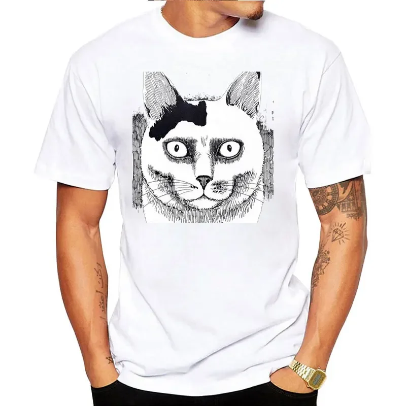 Junji Ito's Cat Diary Graphic Tops Unisex Funny Hip Hop T Shirt Short Sleeve Anime Tees Anime Junji Ito Uzumaki Horror T-Shirt