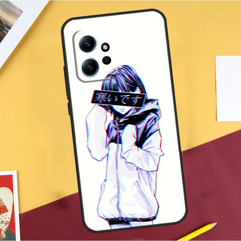 Sad Japanese Aesthetic Art Case For Xiaomi Redmi Note 8 9 10 11 12 Pro 12S 11S 10S 9S Redmi 12 9C 10C 12C Cover Shell