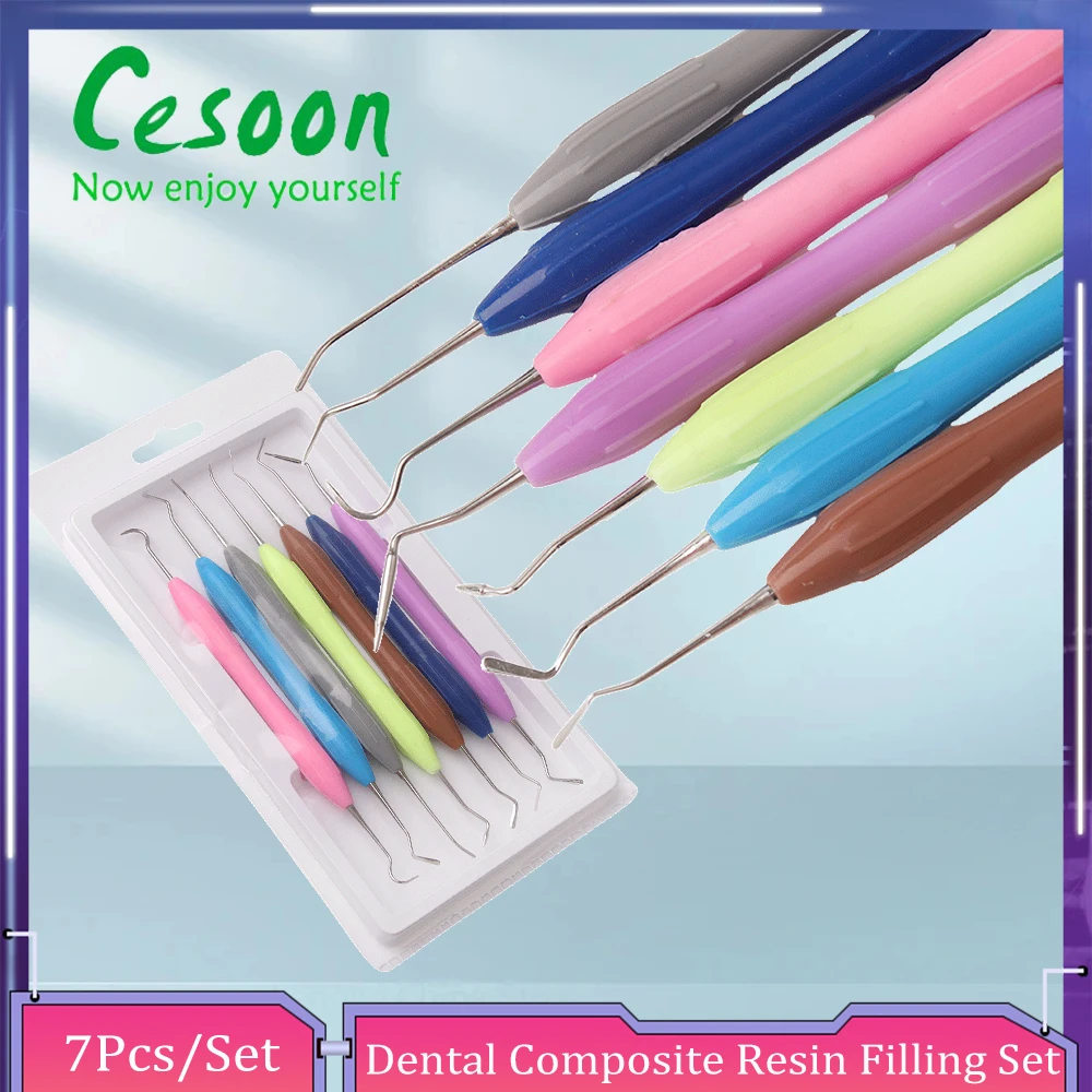 7 Pcs Dental Composite Resin Filling Set Silicone Handle Spatula Knife Aesthetic Restoration Instrument Dentisty Products Tools