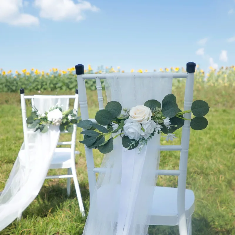 

Western Style Outdoor Wedding Chair Back Decoration Flower Photography Prop Simulation Chair Back Flower Garden Decoration