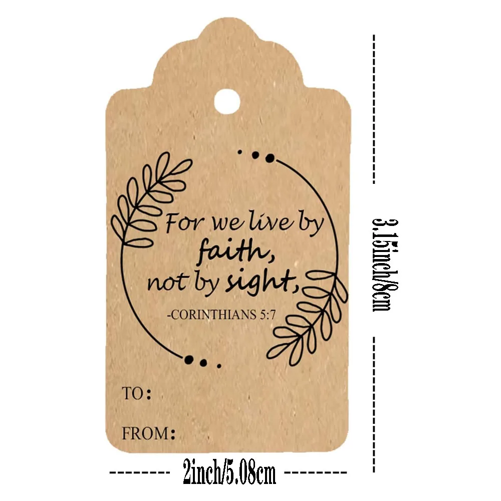 Jesus Faith Gift Tags 3.15x2Inch Bible Verse Labels Christmas Inspirational Kraft Tags Scripture Inspirational Hang Tags 40Pcs