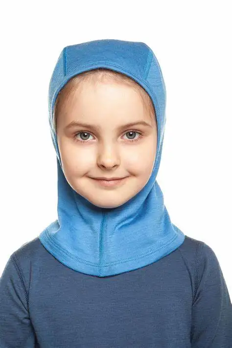Merino Wool Thermal Face Masked Baby Head Hat Windproof Cap for Kids 1-12 Years Old - Warm Comfortable Winter Accessory view 2