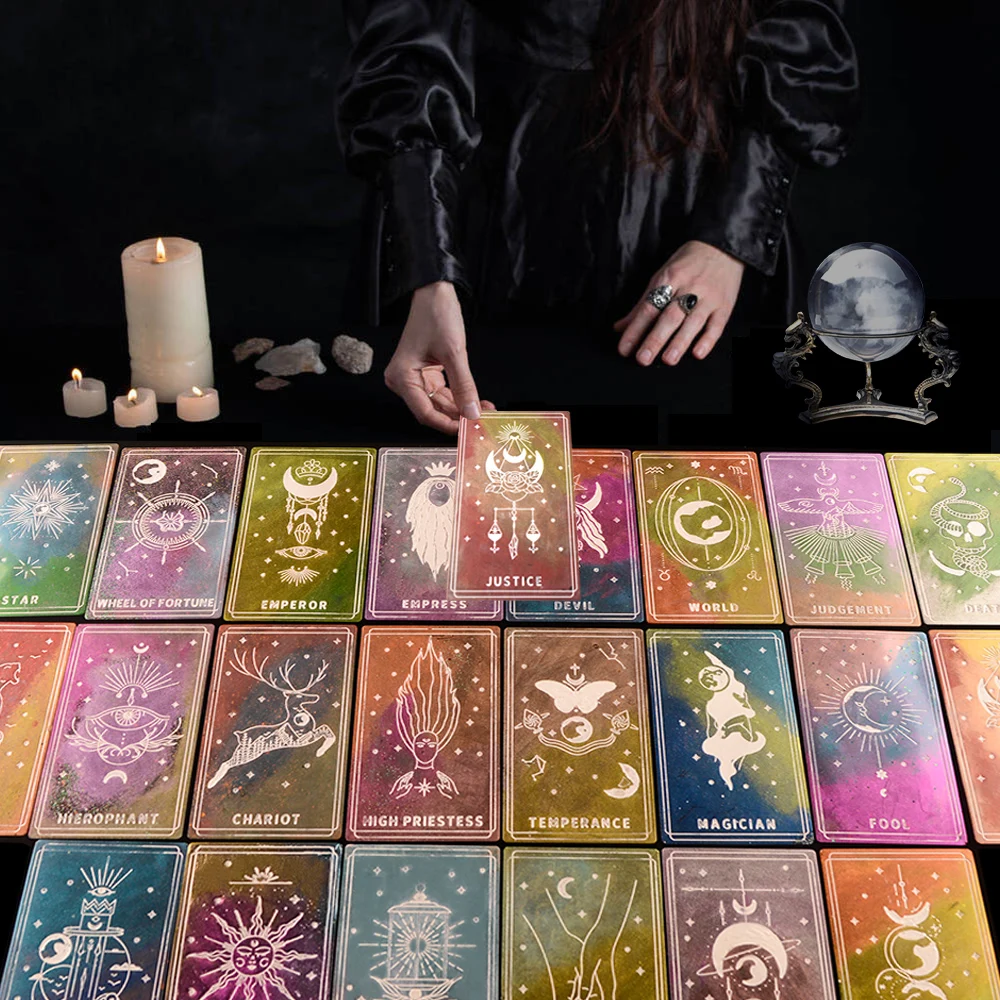 DM328 22pcs Tarot Cards Silicone Mold Epoxy Resin Witch Divination Prophecy Props Mould Jewelry Pendant Moules For Party Game