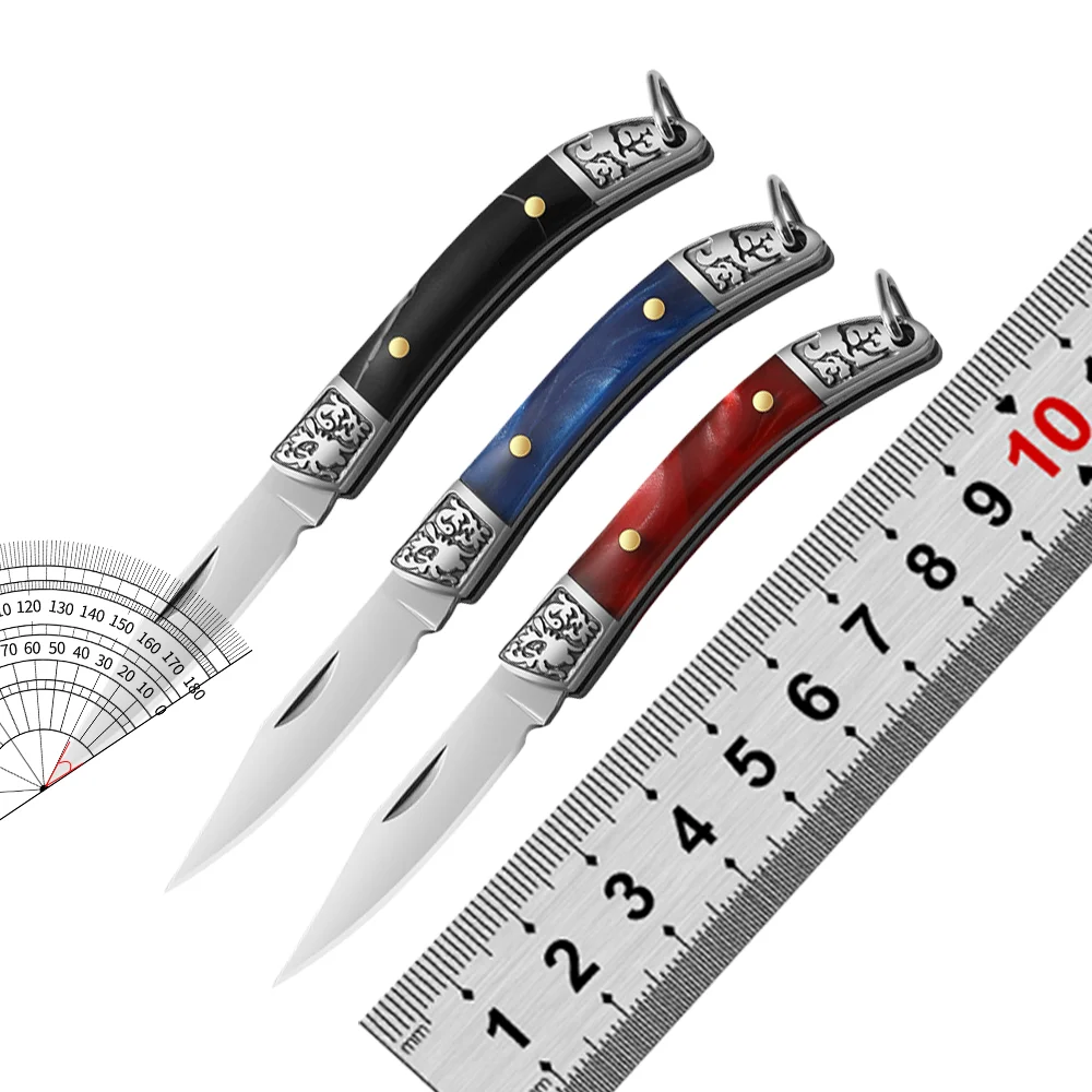 Acrylic Handle High Hardness Mini Keychain Pocket Knife Folding Stainless Steel Sharpen Blade Day Carry