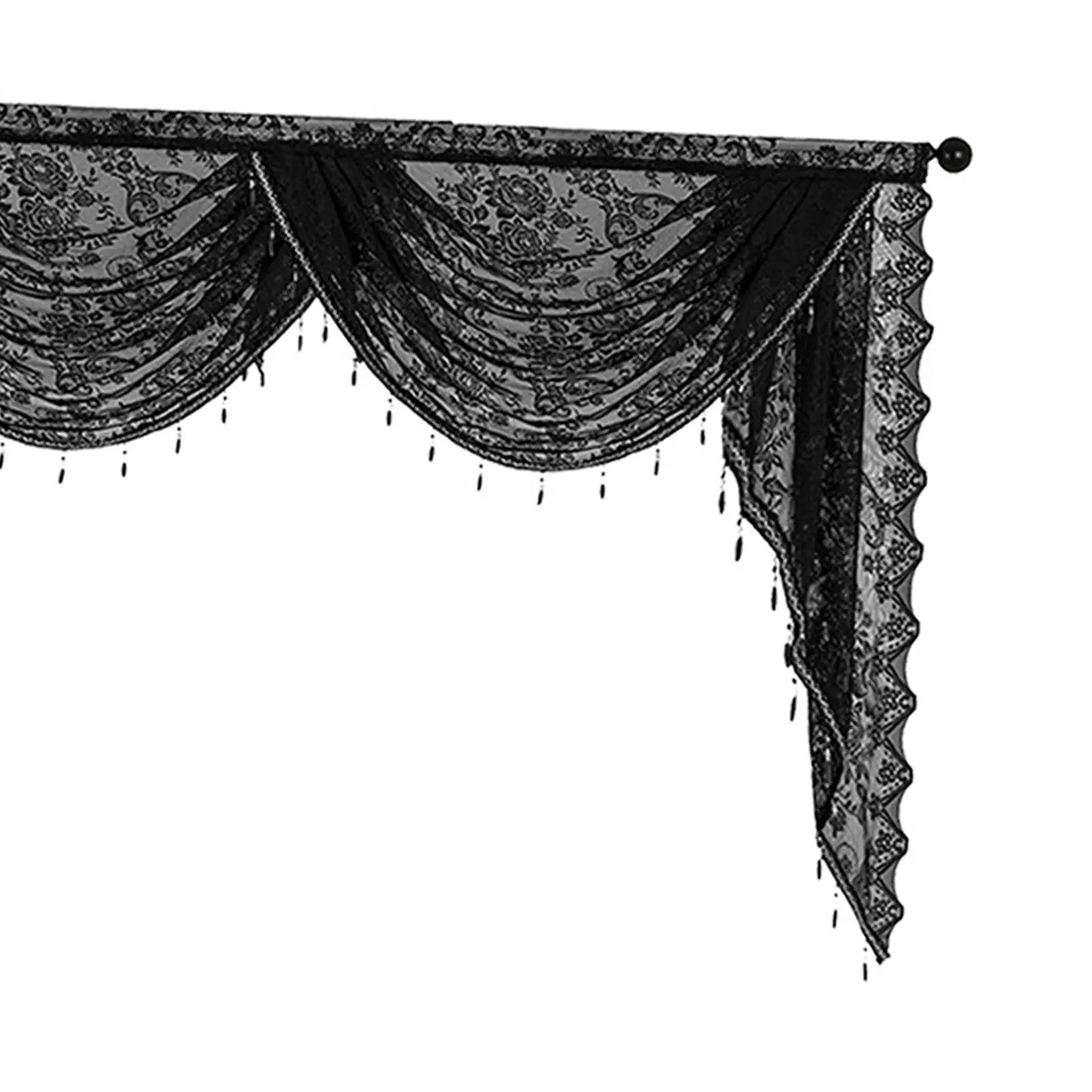 Waterfall Window Valance with Bead Accents for Cafe And Bathroom