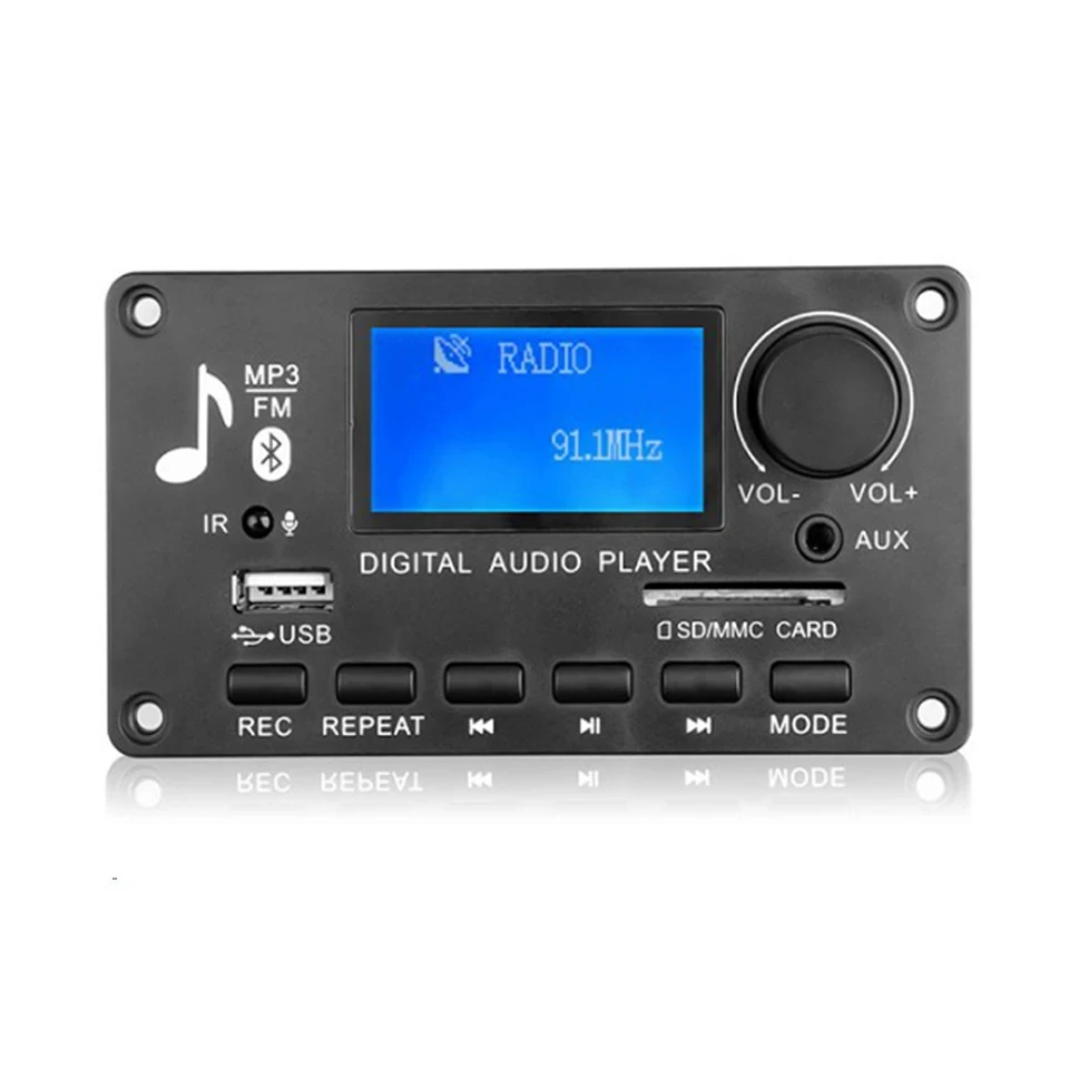 블루투스 5.0 자동차 MP3 디코더 보드, DC 12V LCD 컬러 스크린 FM 라디오, USB TF AUX 볼륨 컨트롤러, 스피커용 음악 플레이어