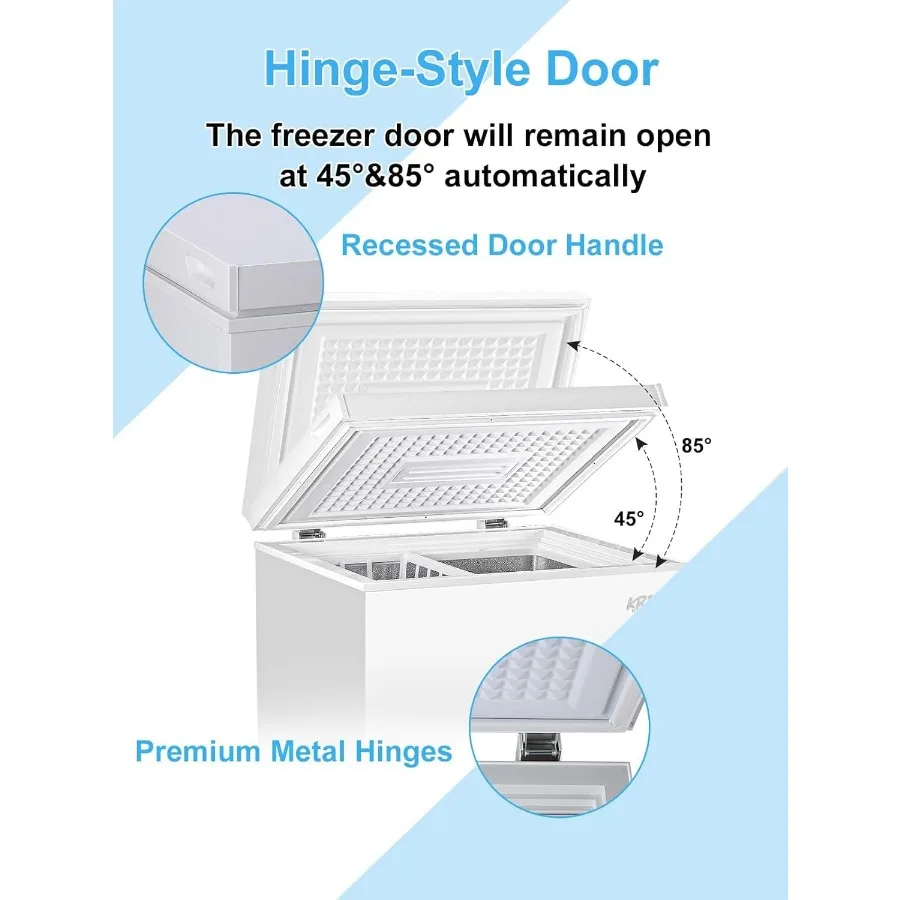 فريزر صدر مدمج 5.0 قدم مكعب مع ترموستات قابل للتعديل وسلة قابلة للإزالة للمنزل أو المرآب يستخدم عملية منخفضة الضوضاء
