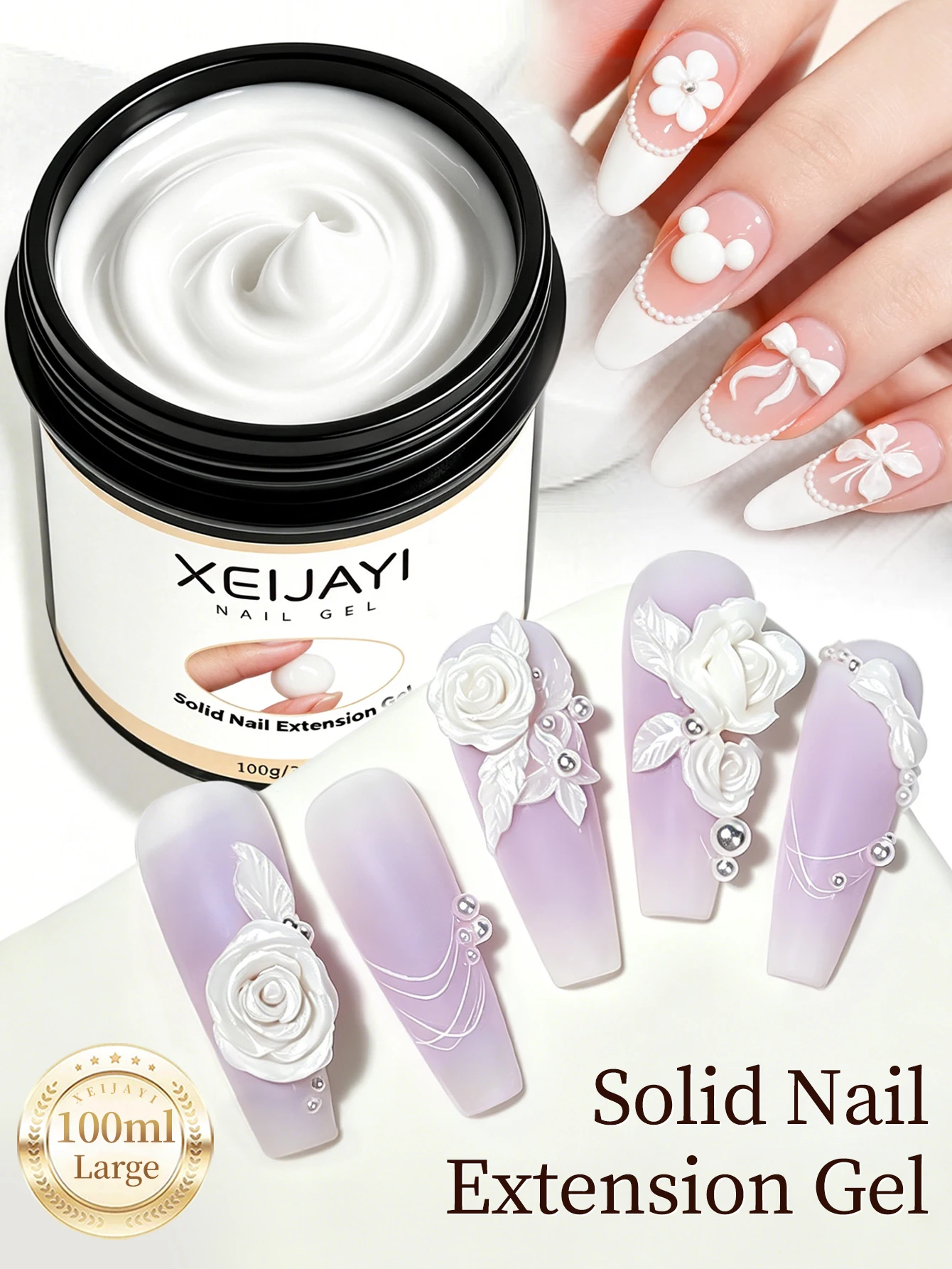1 Stück 100g Weißes Nagelverlängerungsgel, 3D-Modelliergel für Naturnagelspitzen, UV/LED-Gel mit Hochglanz-Finish, ablösbar. – Detail 4