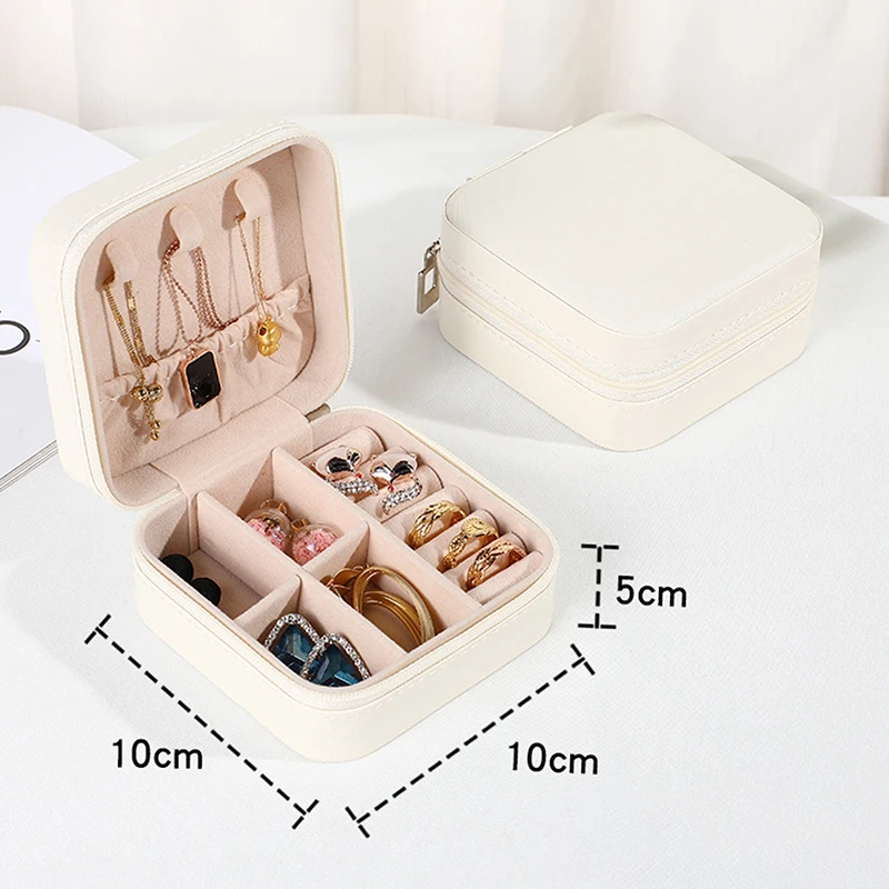 Simple Portable Ring Necklace Bracelet Earring Jewelry Box Travel Home Jewelry Storage Case