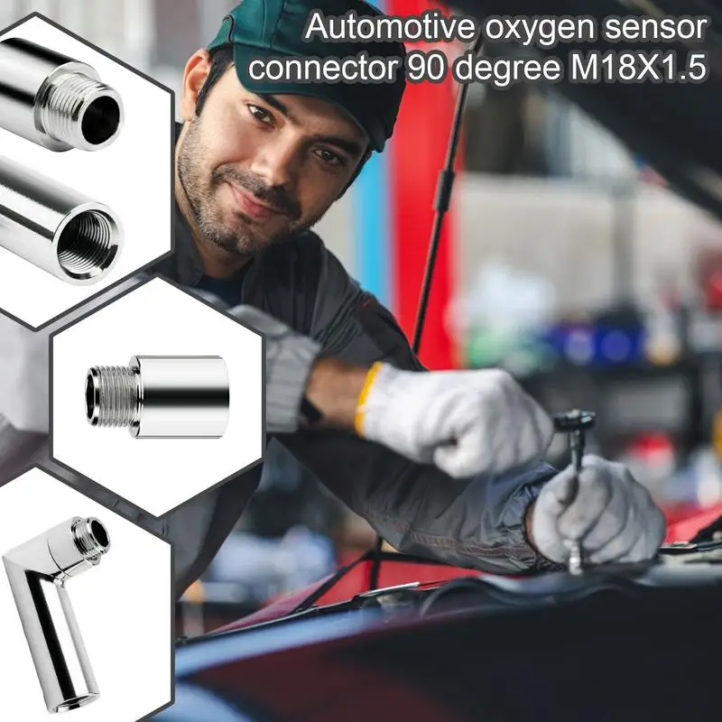 O2 Oxygen Sensor Extender 90-Degree Oxygen Sensor Extender Extender Spacer 38mm Check Engine Light Eliminator Adapter M18x1.5