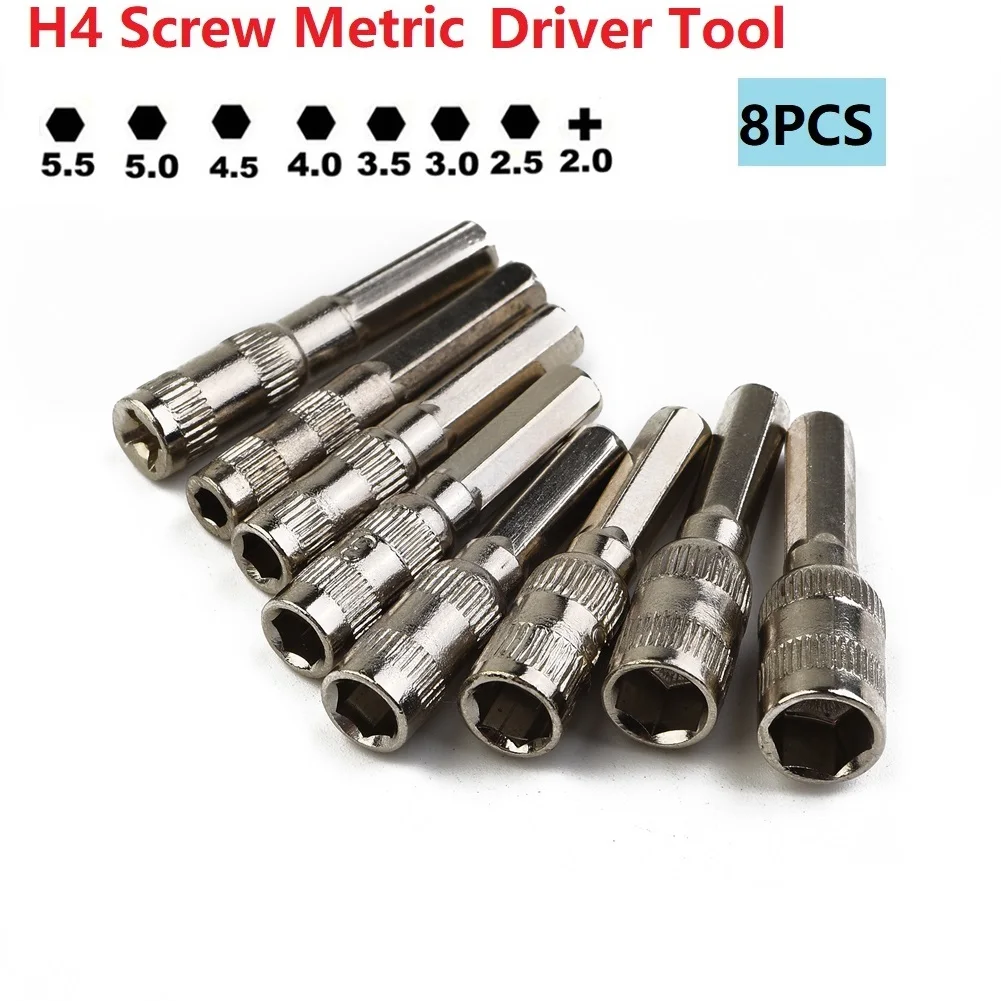 

Hand Tool Workshop Equipment H4 Screw Metric Driver Tool Socket Wrenches Drill Bit Metal PH2.0/M2.5-5.5mm Hex Shank Hex Nut 1pc