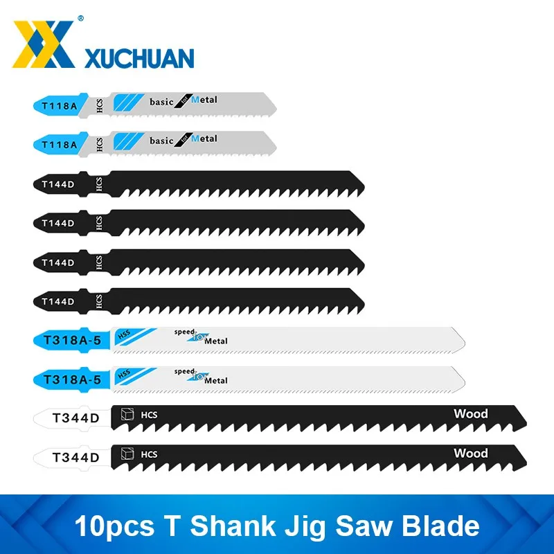 

10pcs T318A/T344D/T118A/T144D HCS Steel Reciprocating Saw Blade T-Shank Jig Saw Blade for Wood Cutting Tool