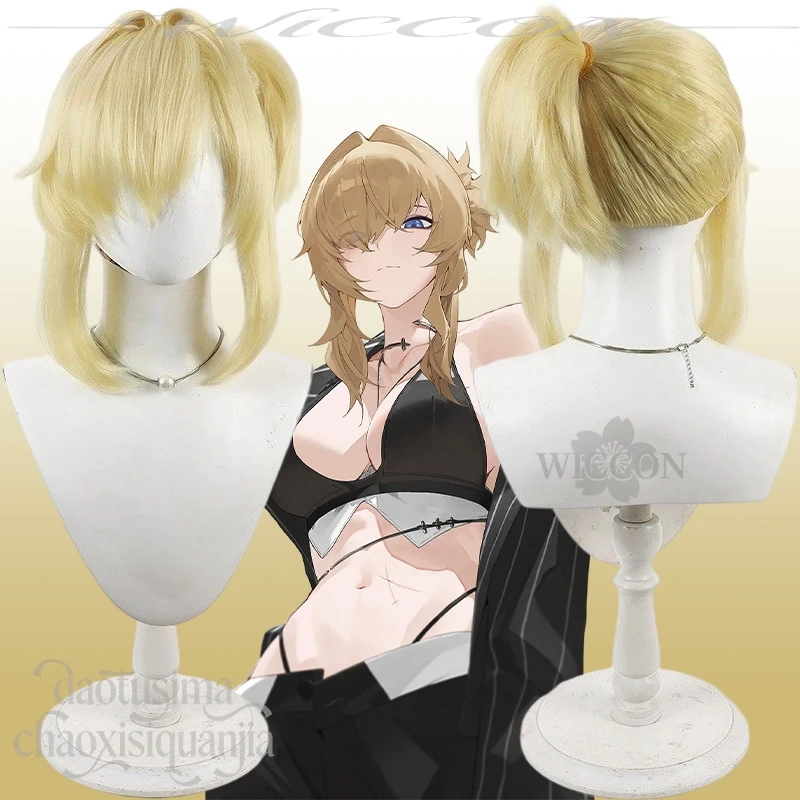 

Могила Красивая Ты Косплей Богини Аниме Игра Викторyy Костюм Светло-желтые парики Короткая коса Синтетические волосы Рождественская вечеринка