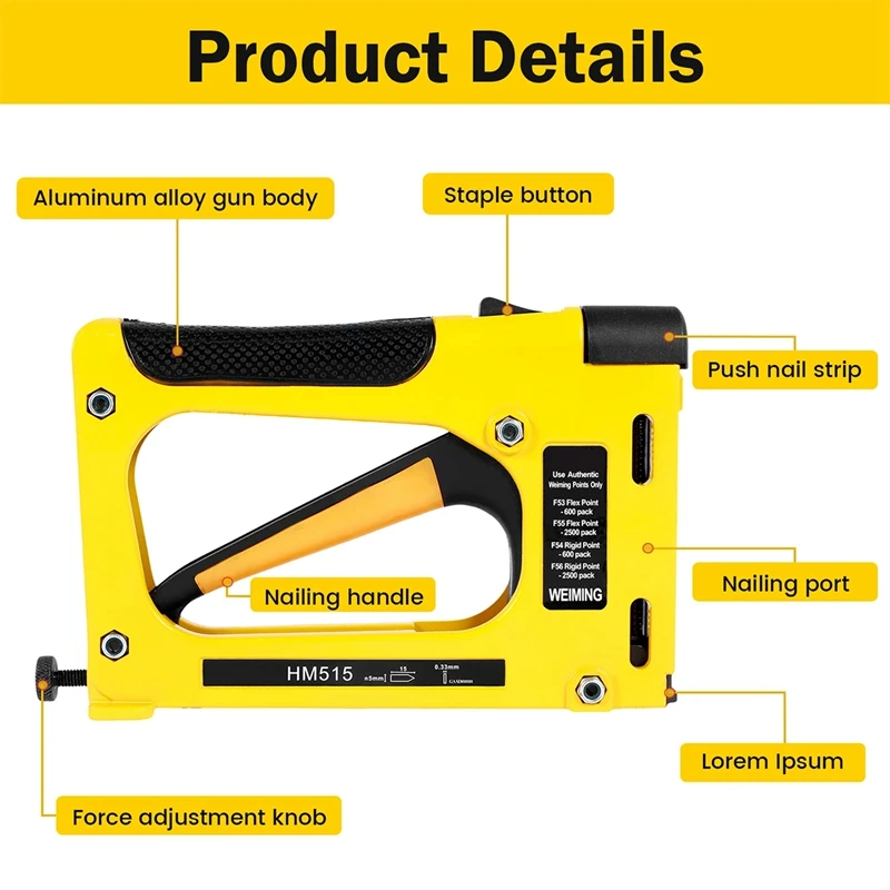 Nail Stapler Frame Nailing Machine For Woodworking Furniture Heavy Duty Construction Picture Frame Staple Metal Hand Tool