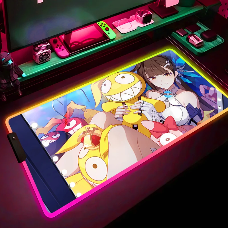 

RGB Mouse Pad Non-Slip Rubber Edge locking mousepads Game play mats notebook computer Honkai Impact 3 Li Sushang Home Decor