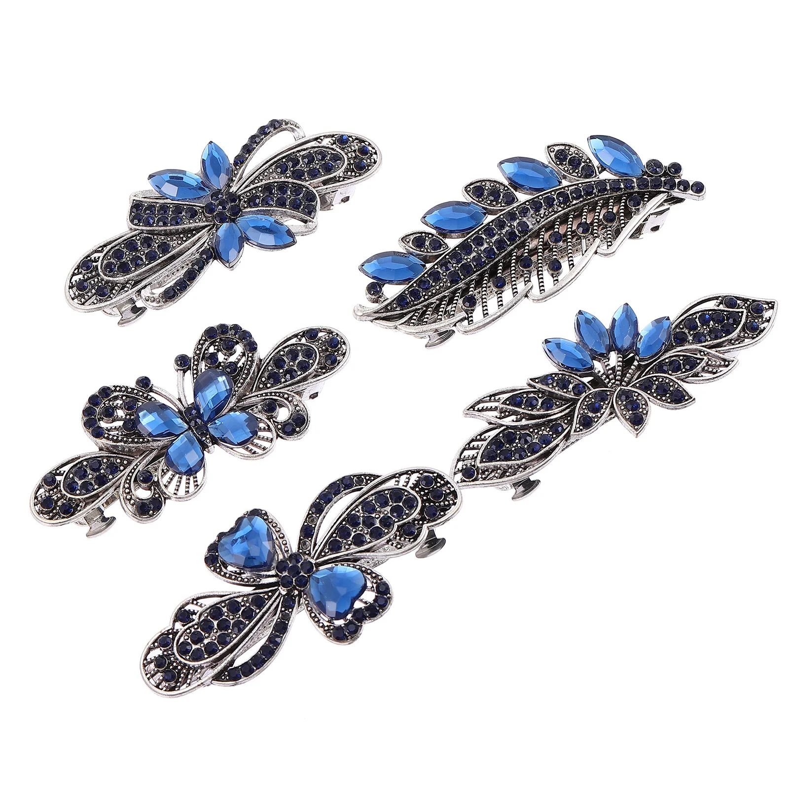 5 قطع من مشابك الشعر المصنوعة من حجر الراين، مشابك أنيقة للشعر السميك والرفيع وإكسسوارات الزفاف للنساء والفتيات