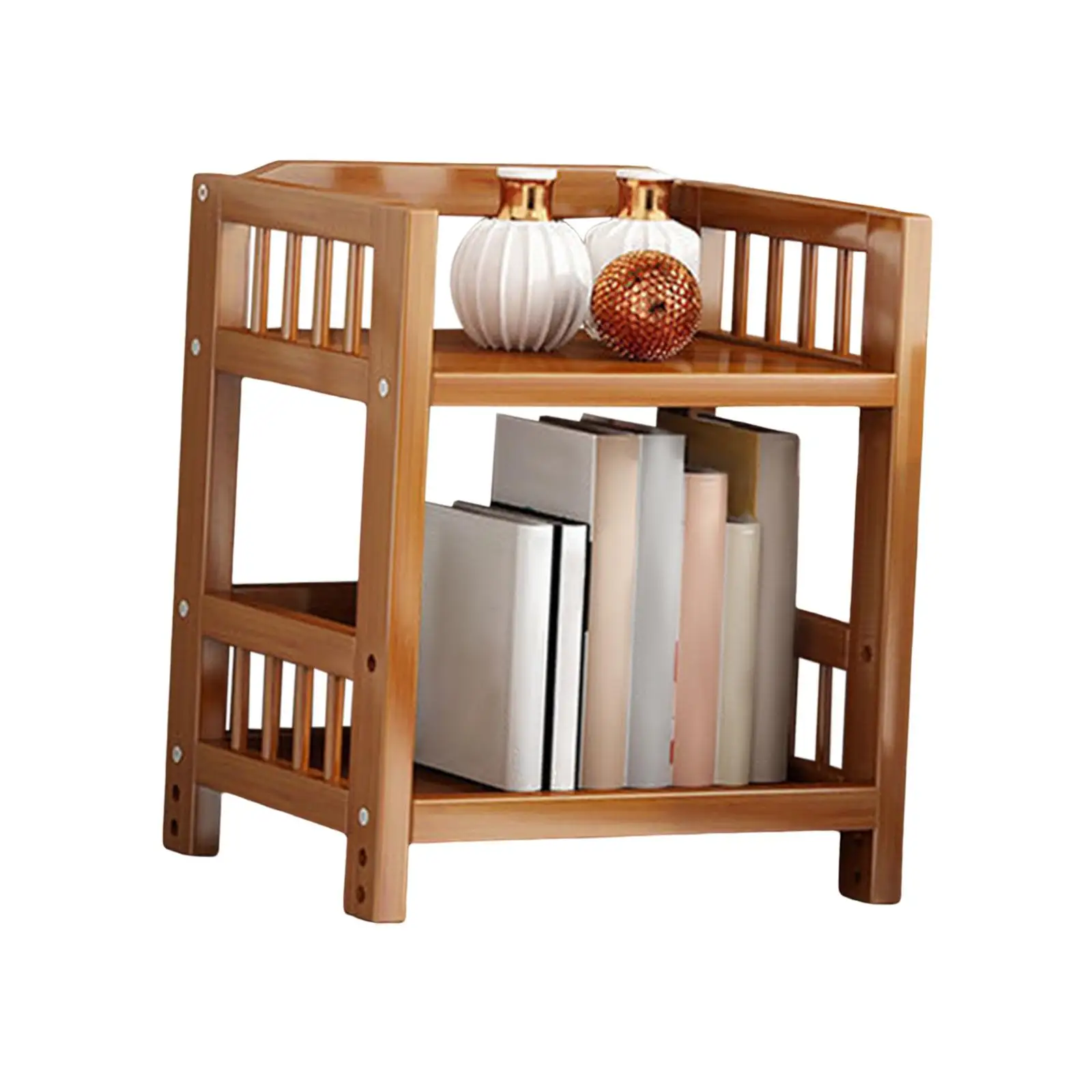 Bamboo Bathroom Shelf Corner Cabinet Space Saving Utility Standing Two Layer