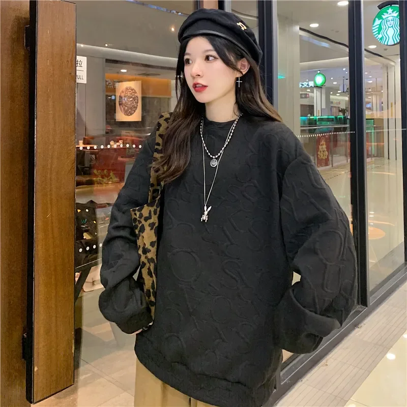 

Толстовки женские High Street ретро осень крутые унисекс свободные корейский стиль Ulzzang BF однотонные модные популярные для отдыха универсальные шикарные