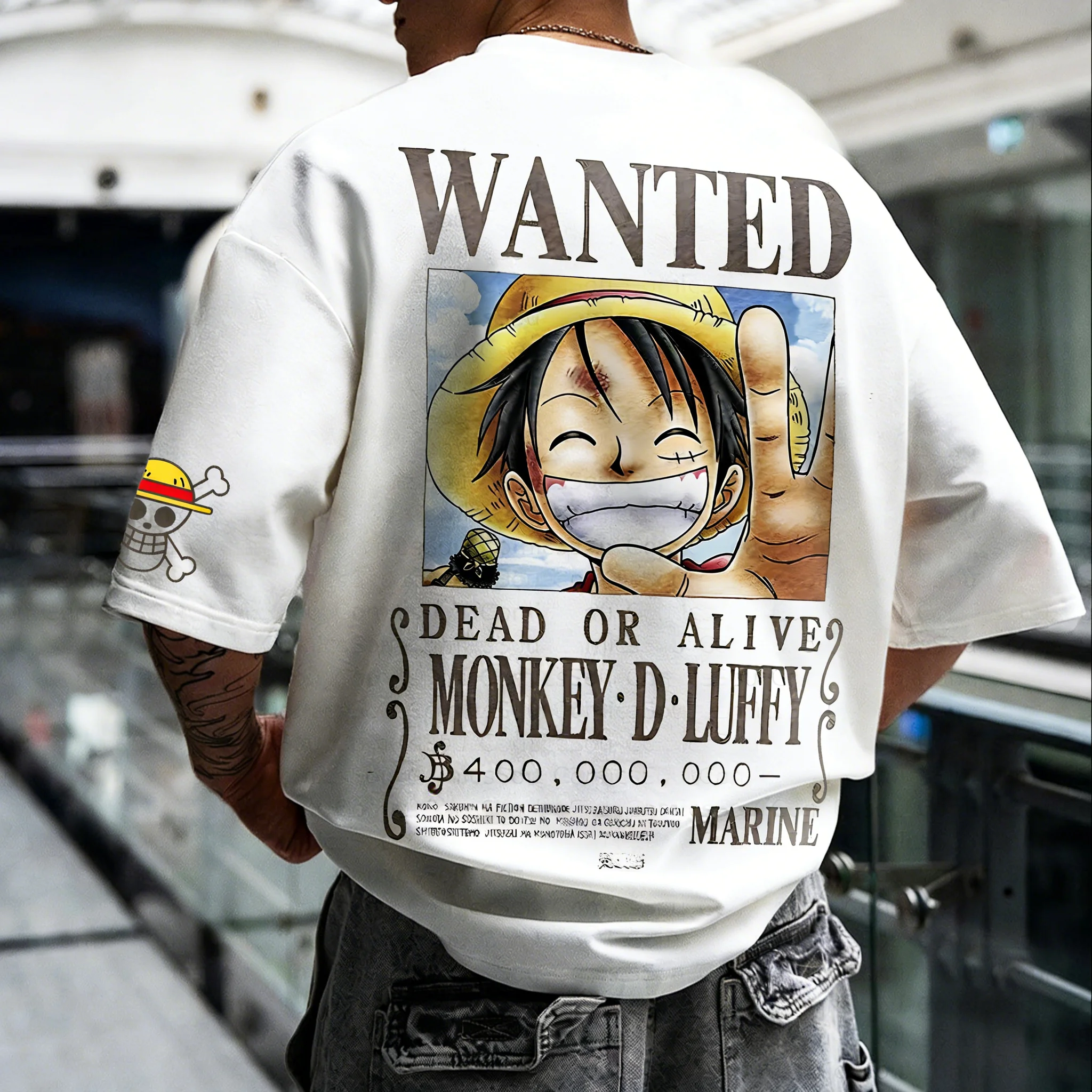

Футболка унисекс One Piece Luffy Wanted Style с принтом, хлопковая, с коротким рукавом, свободного кроя, летняя, дышащая, спортивная, с круглым вырезом