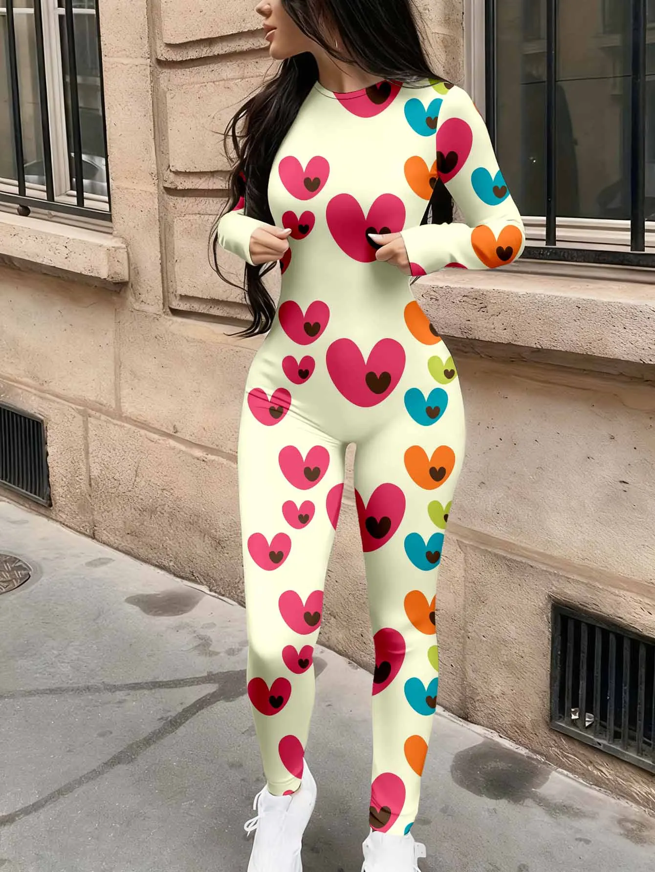 Round neck pullover jumpsuit with high elasticity fabric, soft and skin friendly shaping, women's jumpsuit