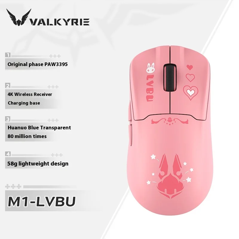 Valkyrie M1 Maus mit drei Modi und 3395-Sensor, kabellose Ladestation, leichtes Design für Computer- und Bürogebrauch
