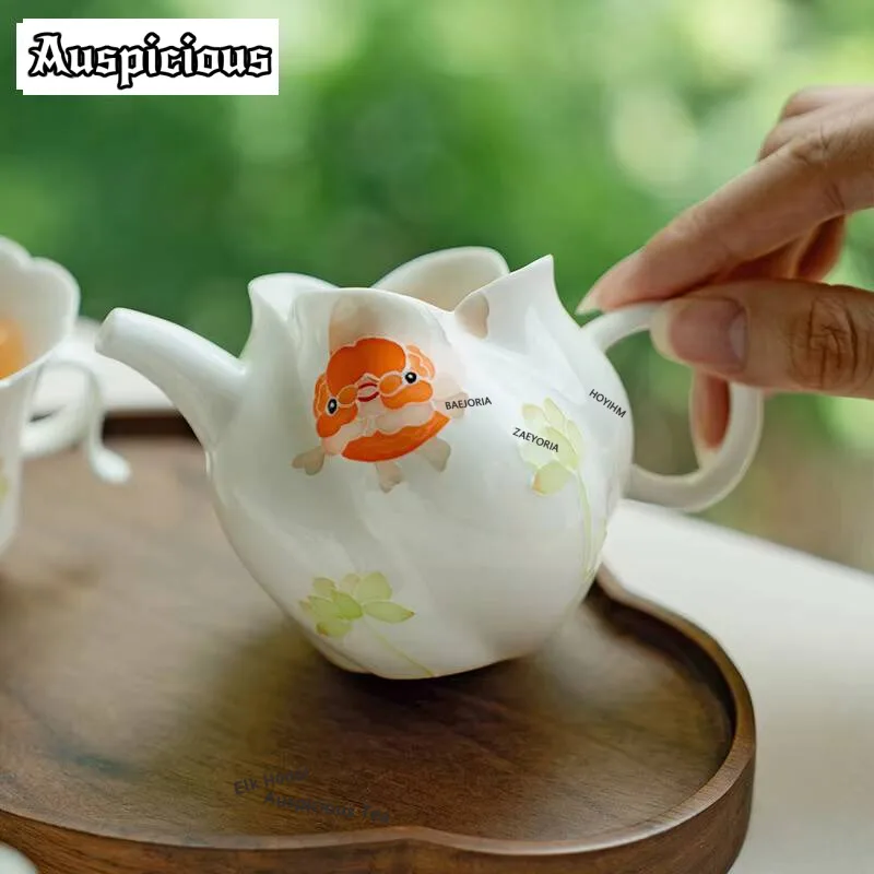 Jarra de té Ranchu de 150ml, tallada y pintada a mano, dispensador Chahai, taza de justicia, taza de la justicia, regalo para servicios de té