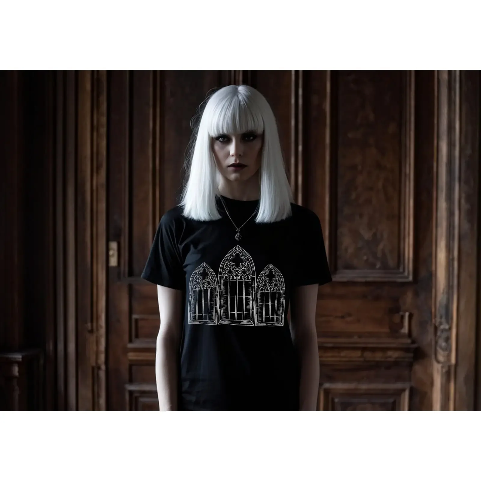 Gothic Cathedral Windows T Shirt Witchy vintage Washed Slightly Top For Everyday Wear graphic Stretched fashion Versatile