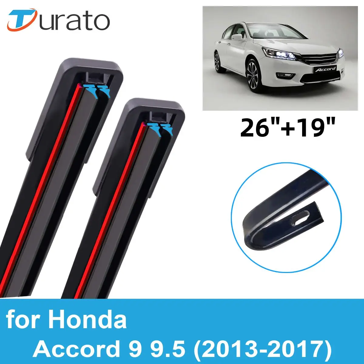 2PCS Car Wiper Blades for 2013-2017 Honda Accord 9 9.5 Front Windscreen Windshield Double Rubber Car Accessories 2015 2016 2017