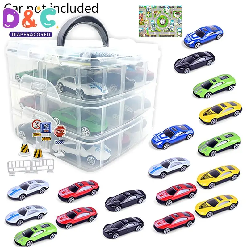 1:64 3-layer Display Box Car Model Toy Cabinet Rack For Hotwheels Cars Diecast Storage Dustproof Box Auto Accessories