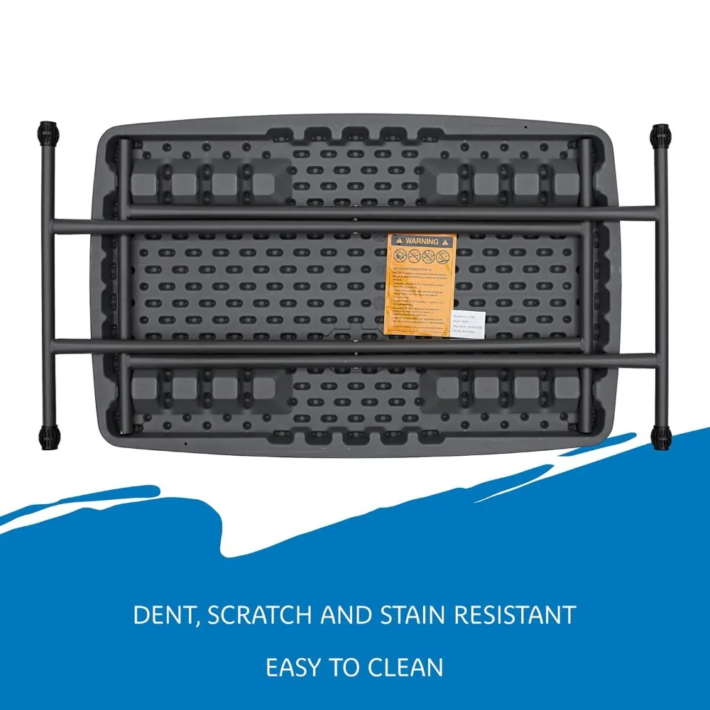 طاولة قابلة للطي مدمجة للتخييم، طاولة أدوات متينة مع ارتفاع قابل للتعديل، لون فحمي، 19.5 طول × 30 عرض × 28 Hei