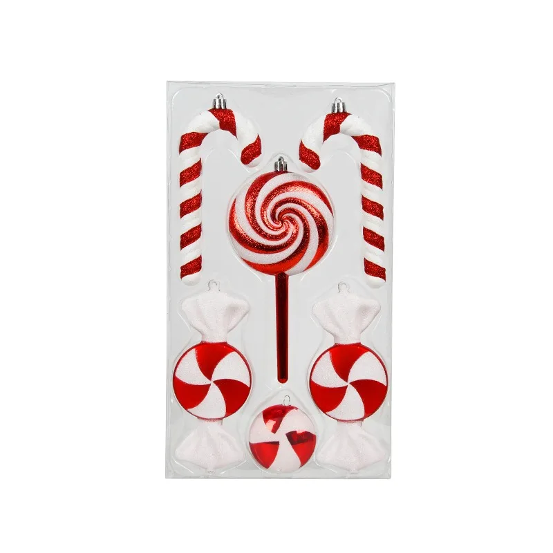 다채로운 캔디 롤리팝 목발 걸이식 크리스마스 장식 세트, 상점 창 장면 레이아웃 제품, 사진 소품