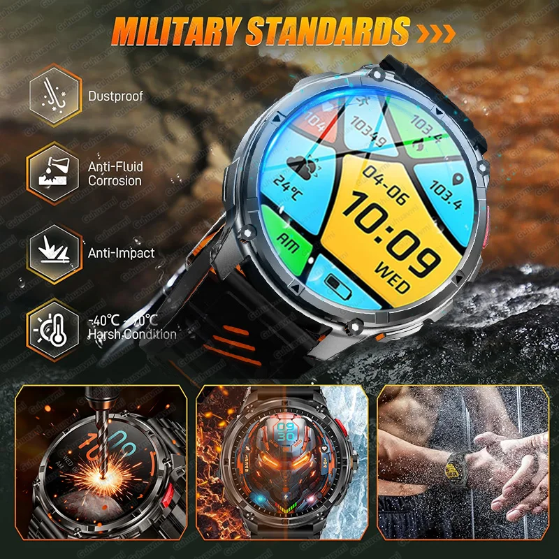 T-Rex 3 GPS Smart Watch 1100mAh Battery AMOLED Display Bracelet 5ATM Waterproof Compass Call Military Swim Sport Smartwatch Men