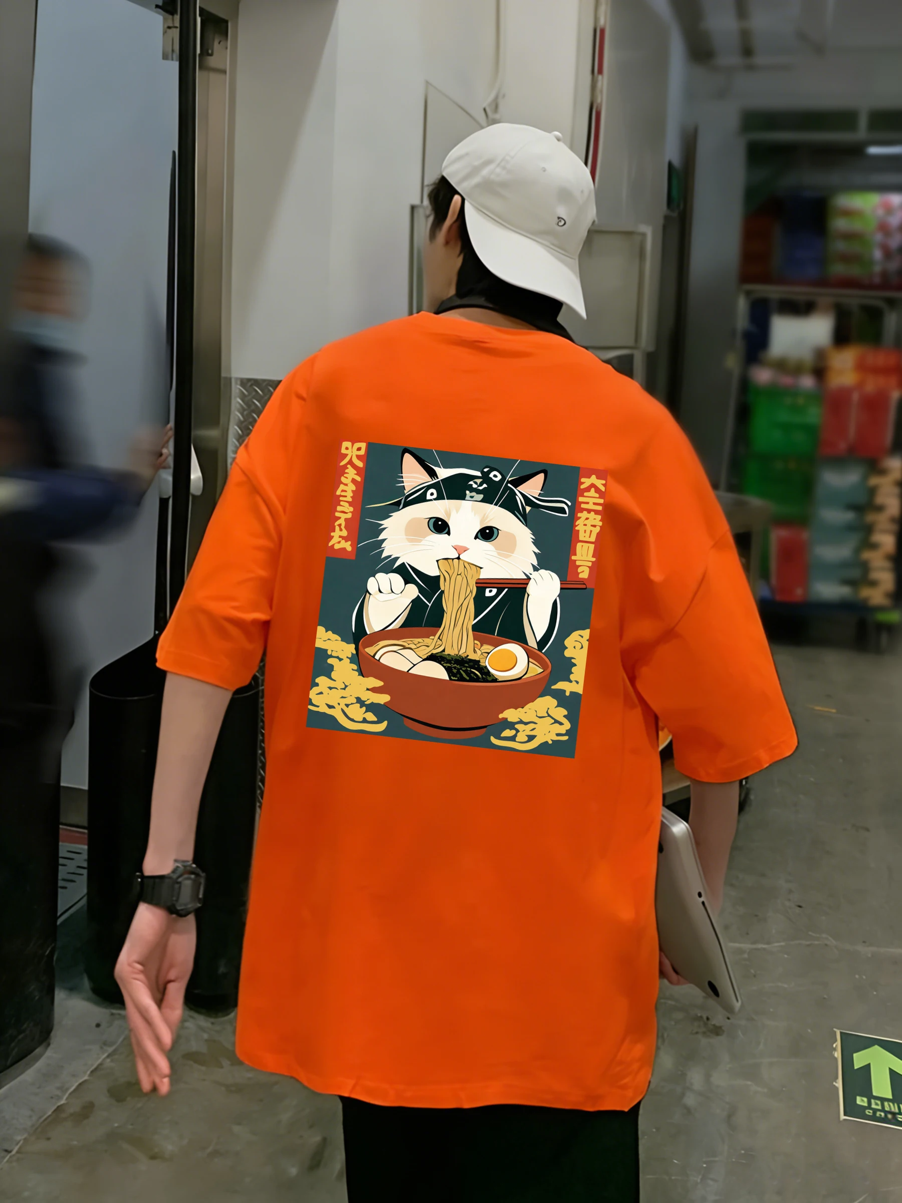 Cats Who Like Lamian Noodles Very Much T Shirts Men Cotton Summer T-Shirt Loose Casual Clothes All-Match O-Neck Short Sleeve