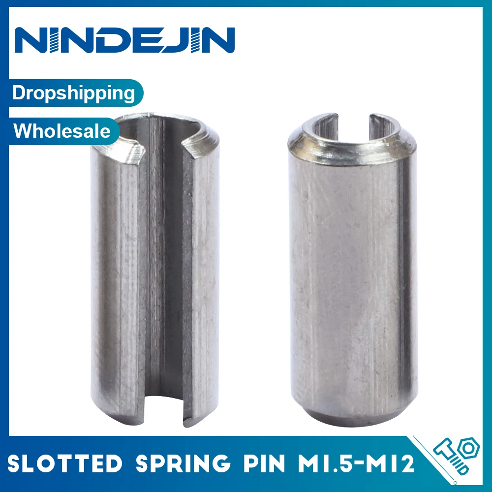NINDEJIN 5-50pcs Split Spring Roll Dowel Pins M2 M3 M4 M5 M6 M8 M10 M12 Stainless Steel Slotted Spring Pin for Automotive Repair