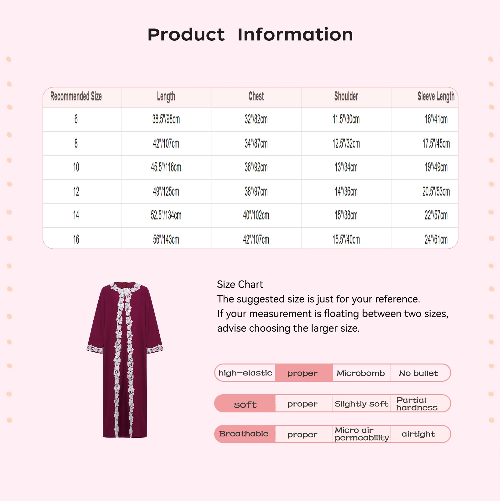 키즈 소녀 무슬림 드레스 아바야 모로코 카프탄 이슬람 아동복 자수 레이스 긴팔 맥시 로브 이드 라마단 테마 의상