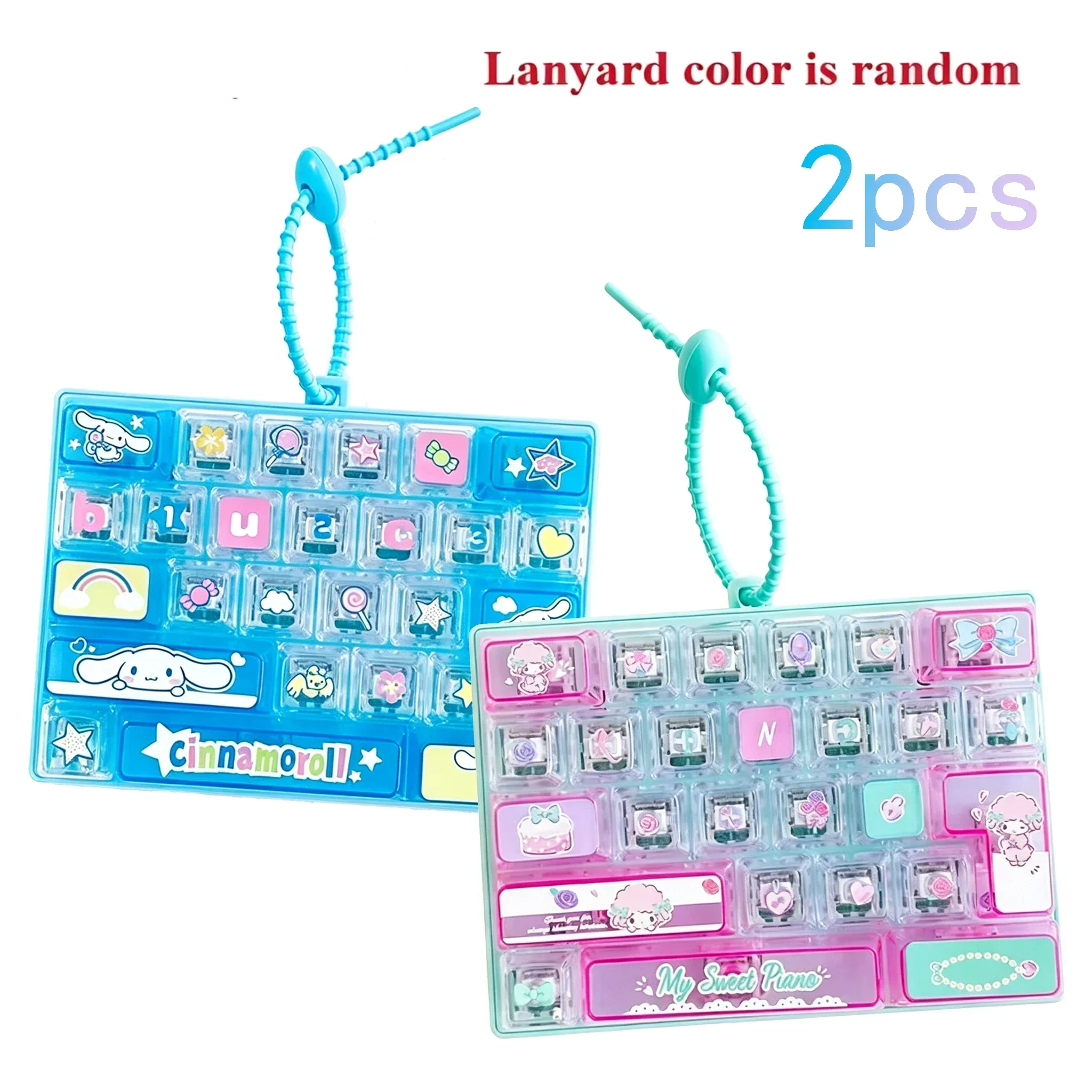 HOT NIEUW Sanrio 26-toetsen decompressie toetsenbord speelgoedset sleutelhanger, Meileti & Hello Kitty vingertop druk creatieve toetsenbord hanger
