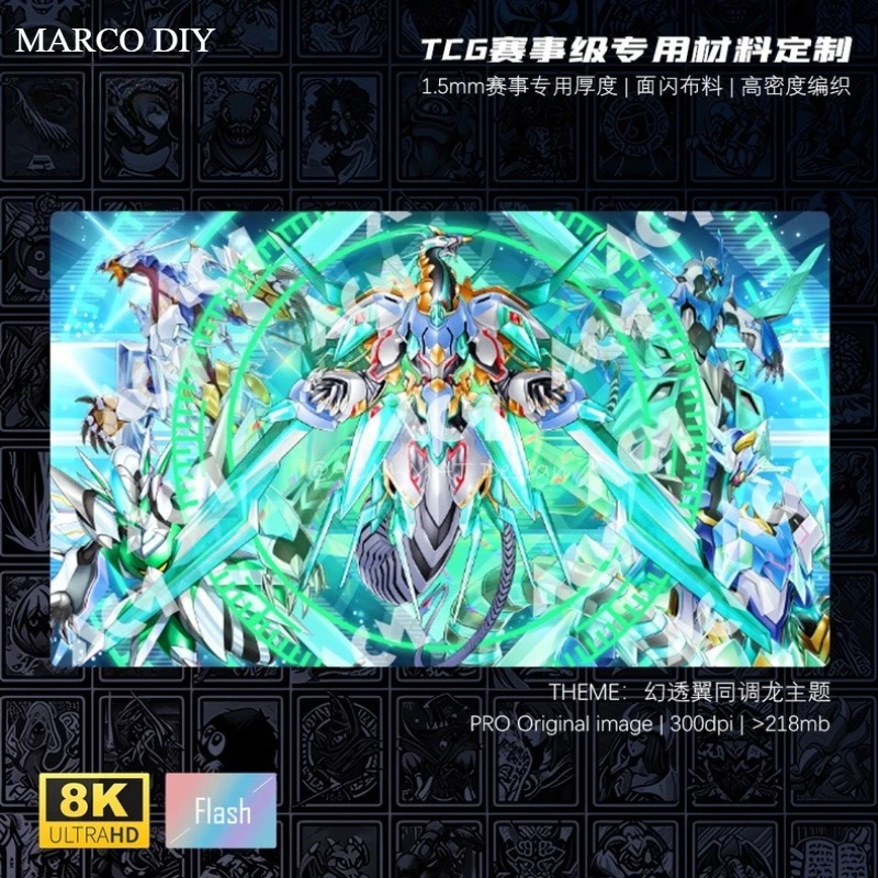 Yugioh Clear Wing Synchro Dragon Spielmatte Yu-Gi-Oh! TCG OCG Sammelkartenspiel-Matte Duellplatte Glänzende Gummi-Kartenmatte Mauspad